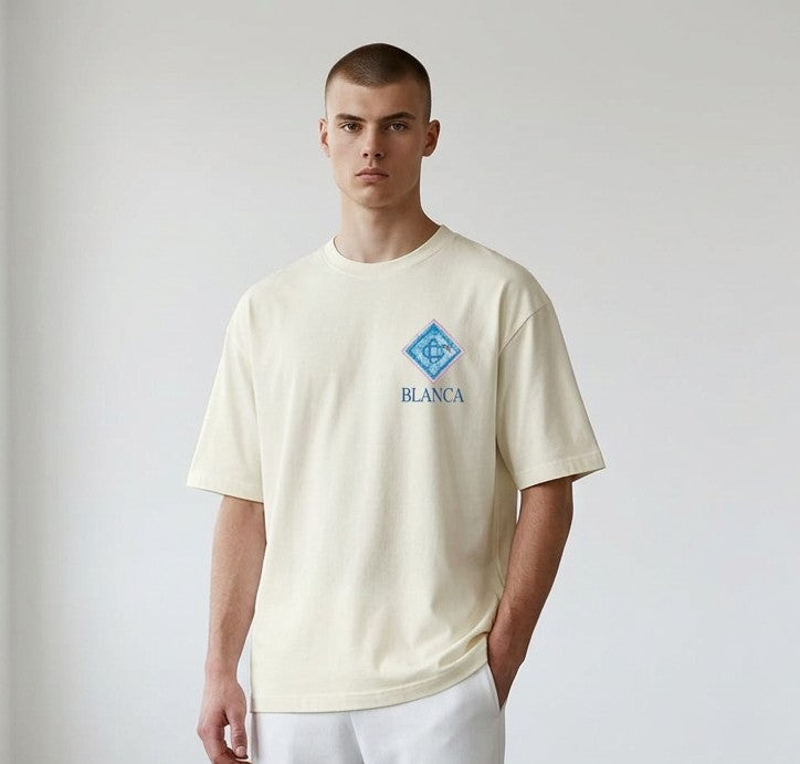 T-shirt Coupe semi Oversize - blanca