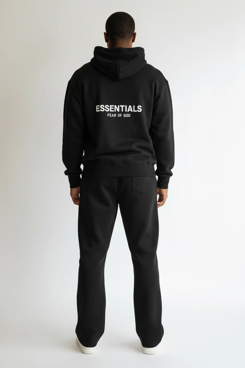Ensemble Hoodie Zippé Jogging "Essentials" – Noir Intemporel