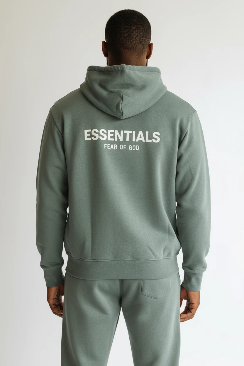 Ensemble Hoodie Zippé & Jogging "Essentials" – Bleu éléphant