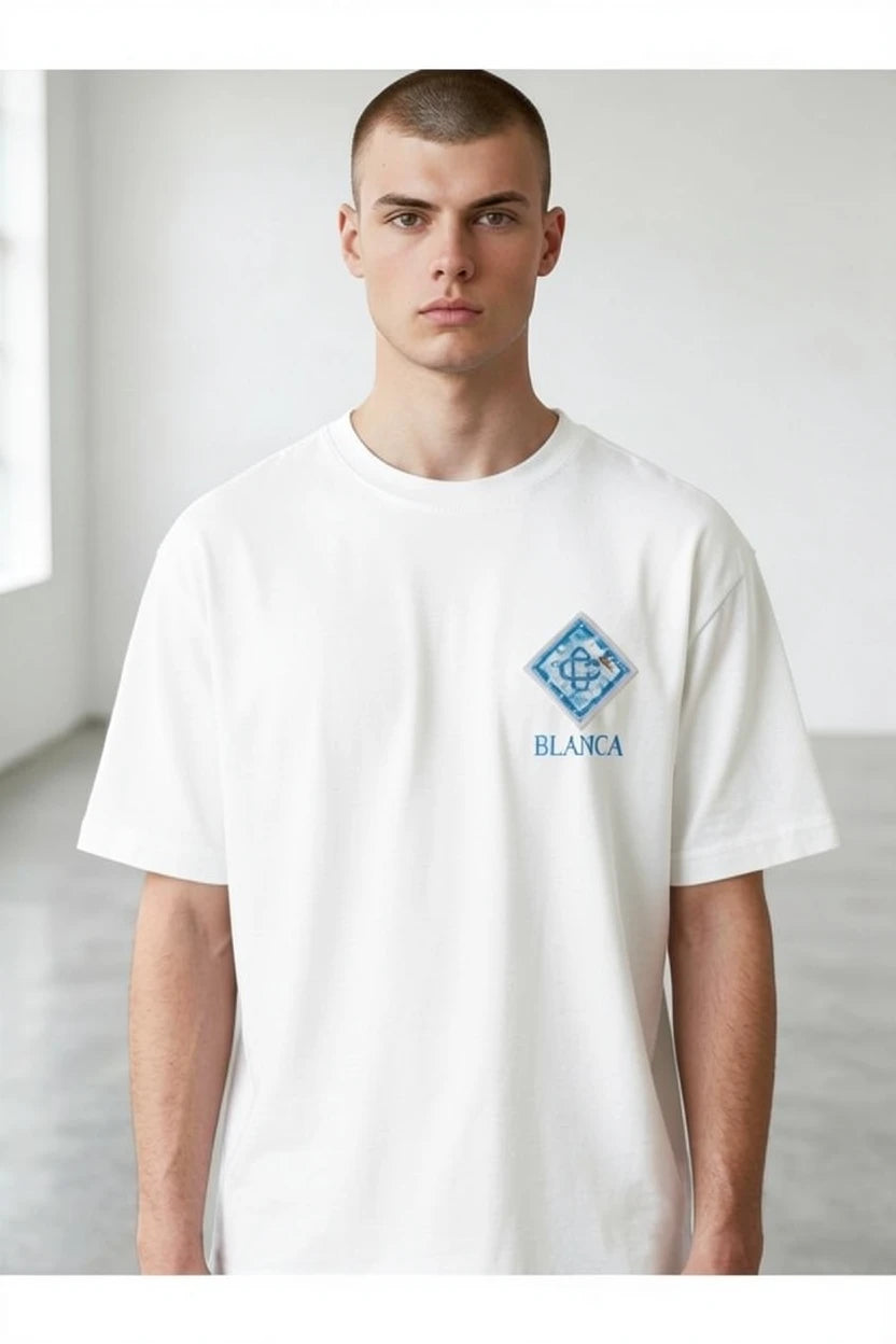 T-shirt Coupe semi Oversize - blanca