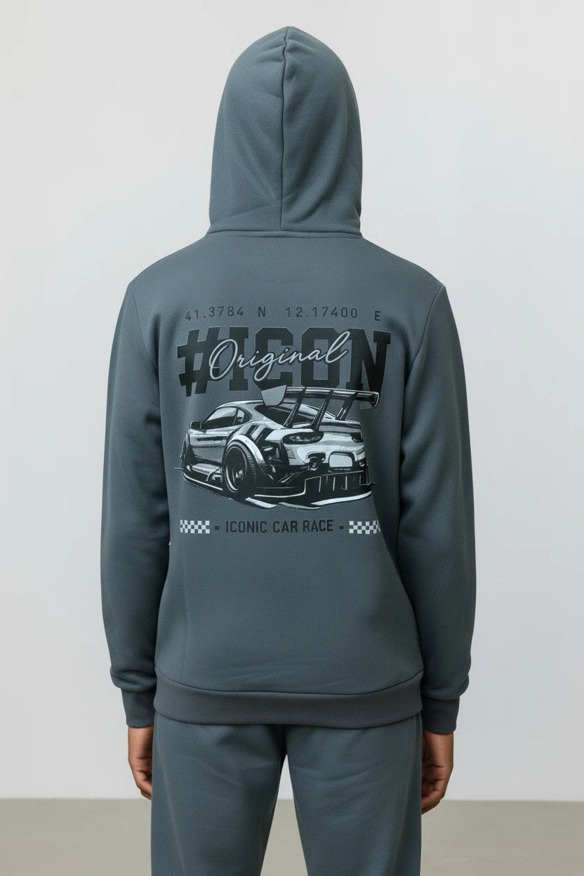 Ensemble Streetwear Iconic Car Race – Gris Anthracite
