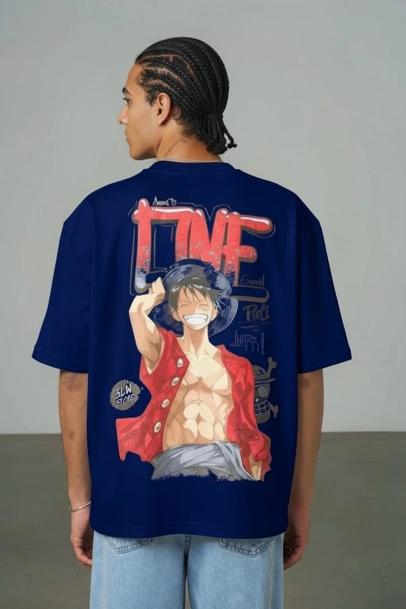 T-Shirt Graphique semi oversize "One Piece" – Édition Luffy Street Art