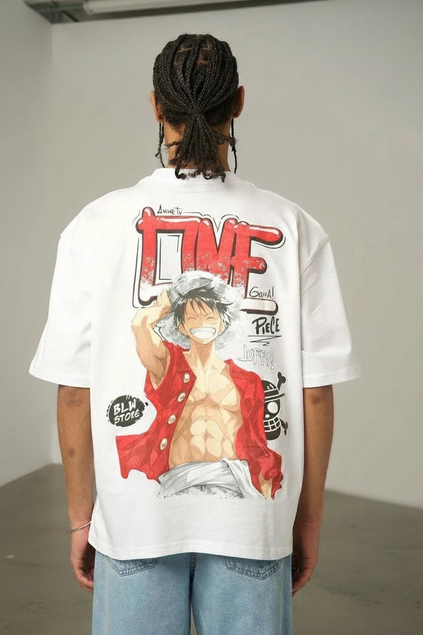 T-Shirt Graphique "One Piece" – Édition Luffy Street Art