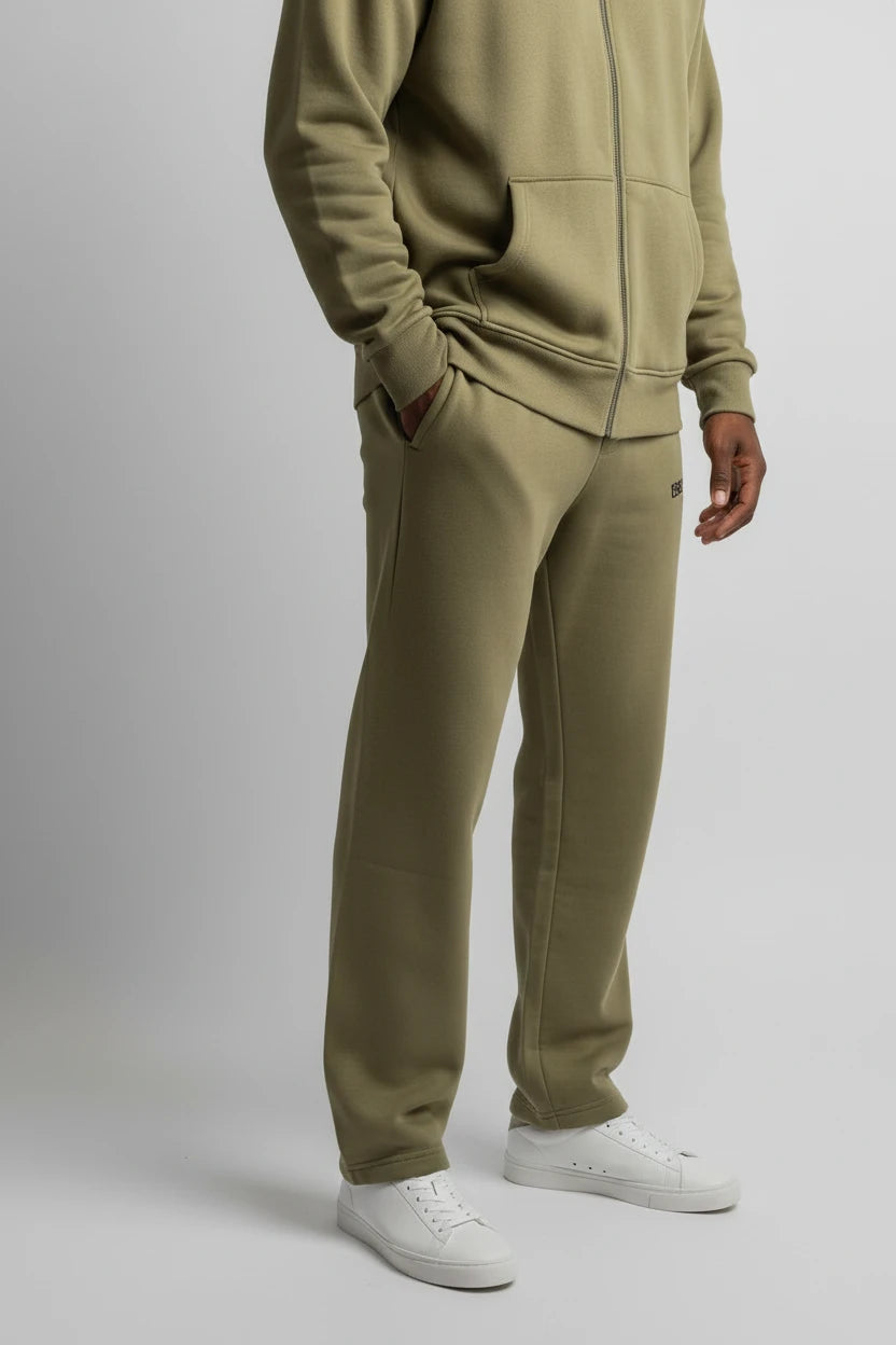 Ensemble Hoodie Zippé & Jogging "Essentials" – Vert Olive Signature