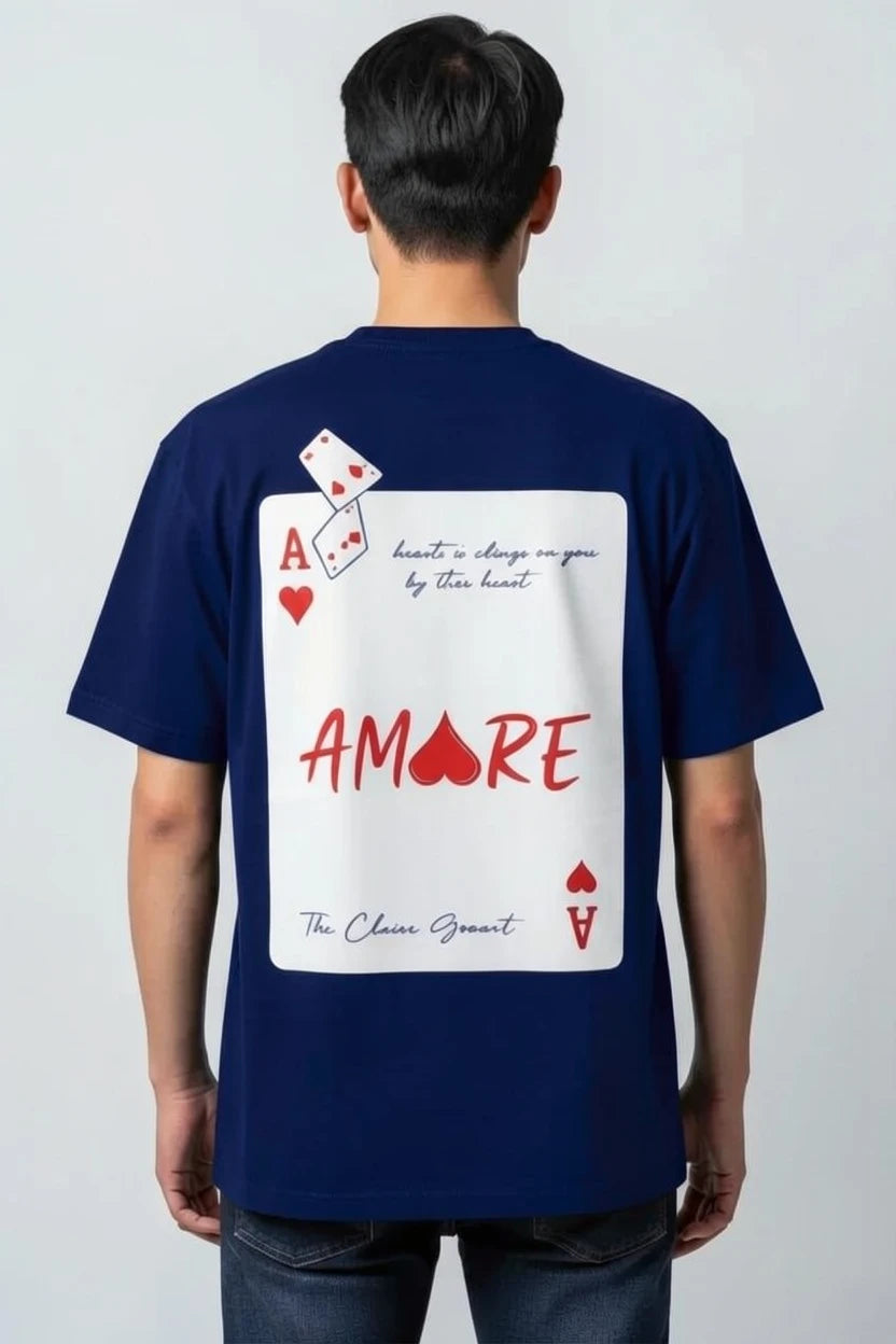 T-shirt homme semi oversize Amore imprimé carte cœur