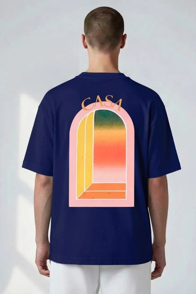 T-shirt homme Casa – Graphique "Sunset Arch" écriture orange