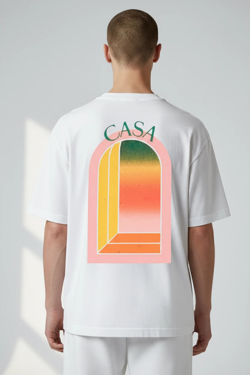 T-shirt homme Casa – Graphique "Sunset Arch" écriture verte
