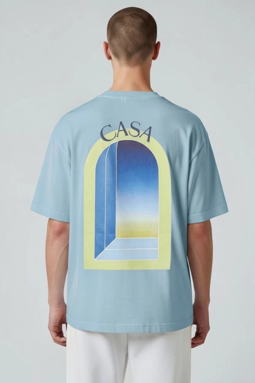 T-shirt homme Casa imprimé fenêtre verte pastel