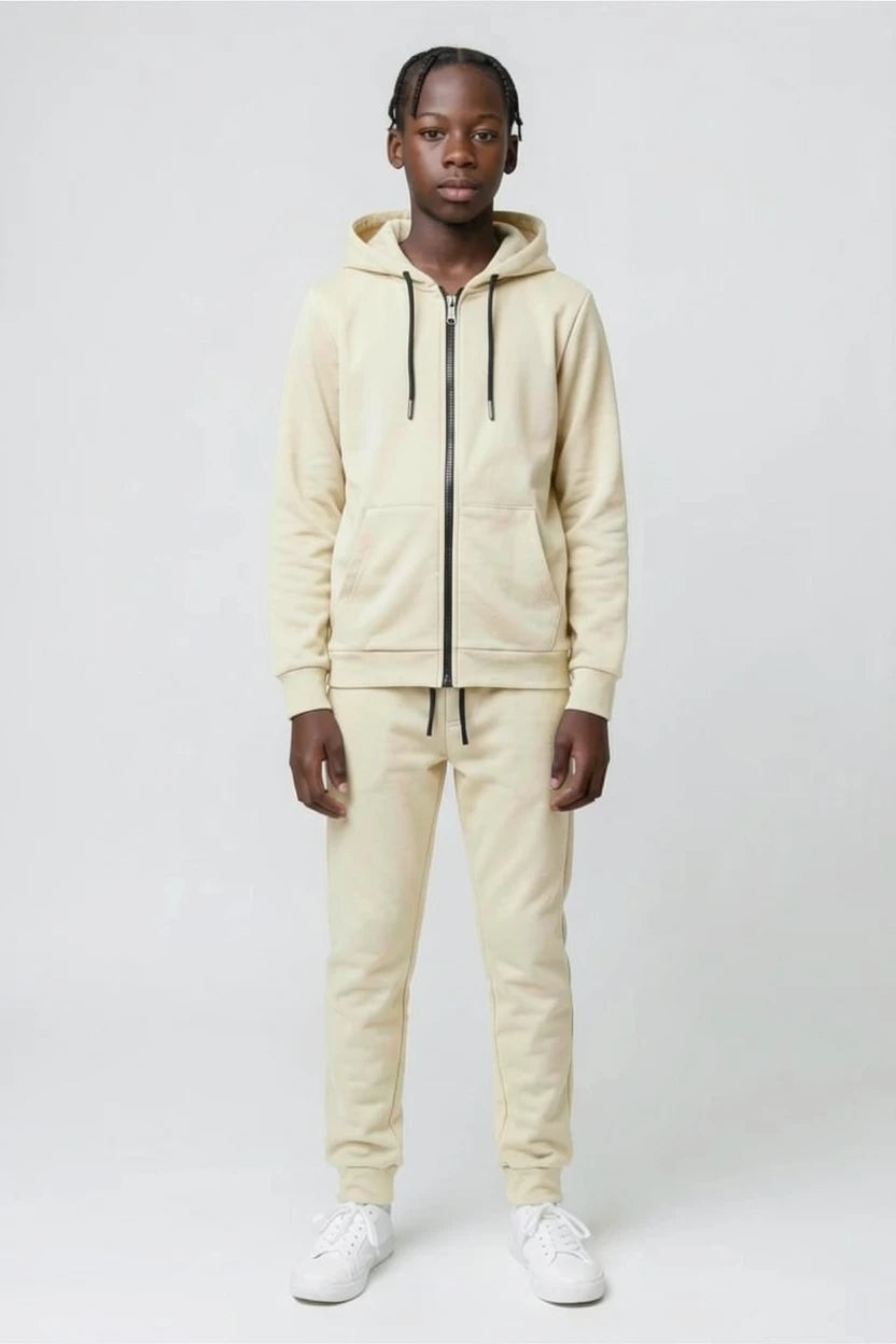 Ensemble Survêtement Enfant Uni Veste Zippée à Capuche