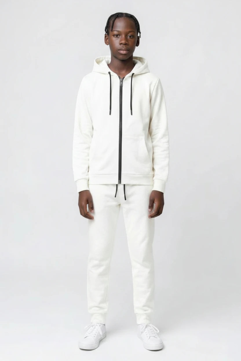 Ensemble Survêtement Enfant Uni Veste Zippée à Capuche