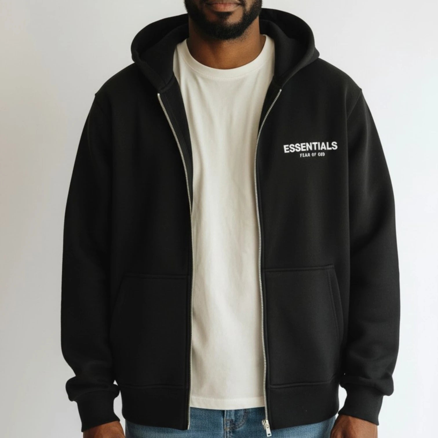 Ensemble Hoodie Zippé Jogging "Essentials" – Noir Intemporel