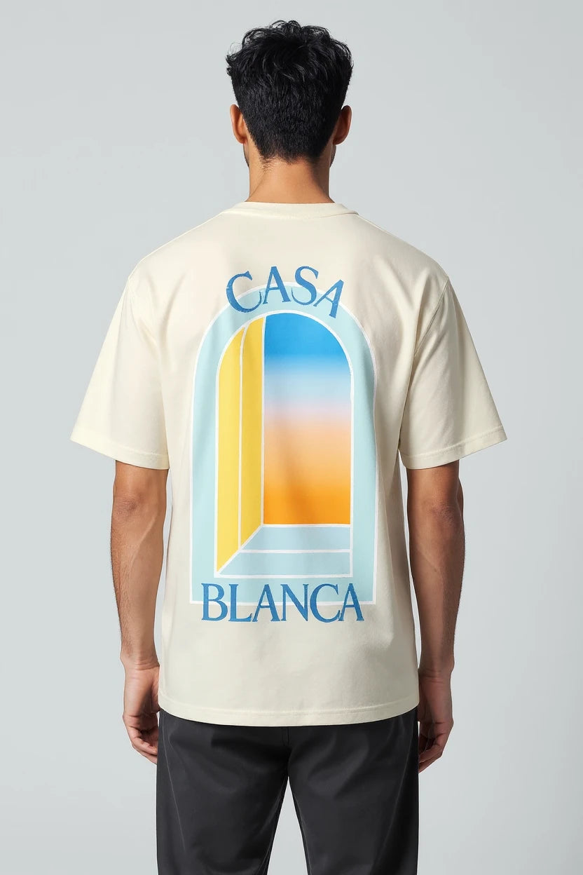 T-shirt homme Casa Blanca imprimé fenêtre graphique