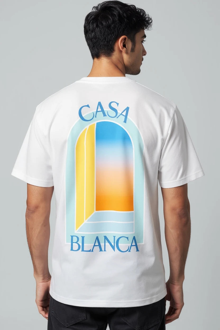 T-shirt homme Casa Blanca imprimé fenêtre graphique