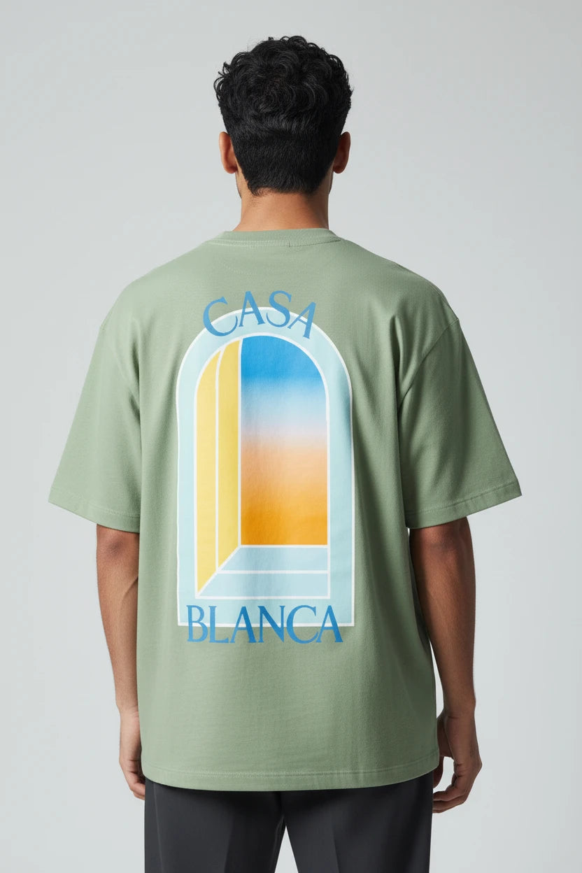 T-shirt homme Casa Blanca imprimé fenêtre graphique