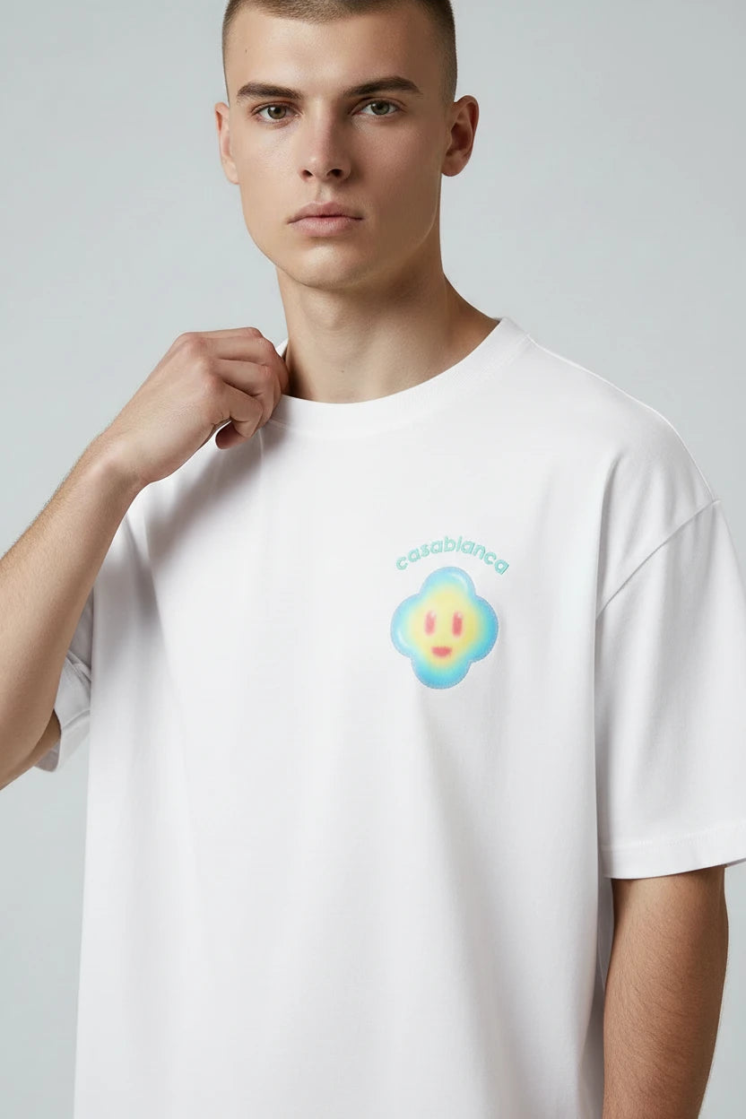T-shirt homme Casablanca logo pastel streetwear