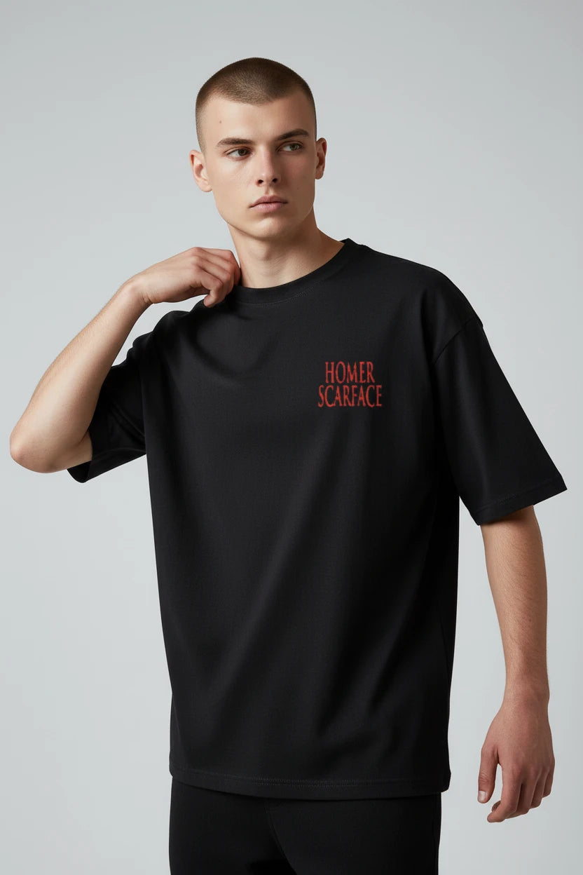 T-shirt homme Homer Scarface imprimé cartoon
