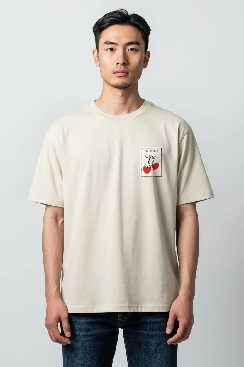 T-shirt homme Ma Chérie imprimé cerise cœur