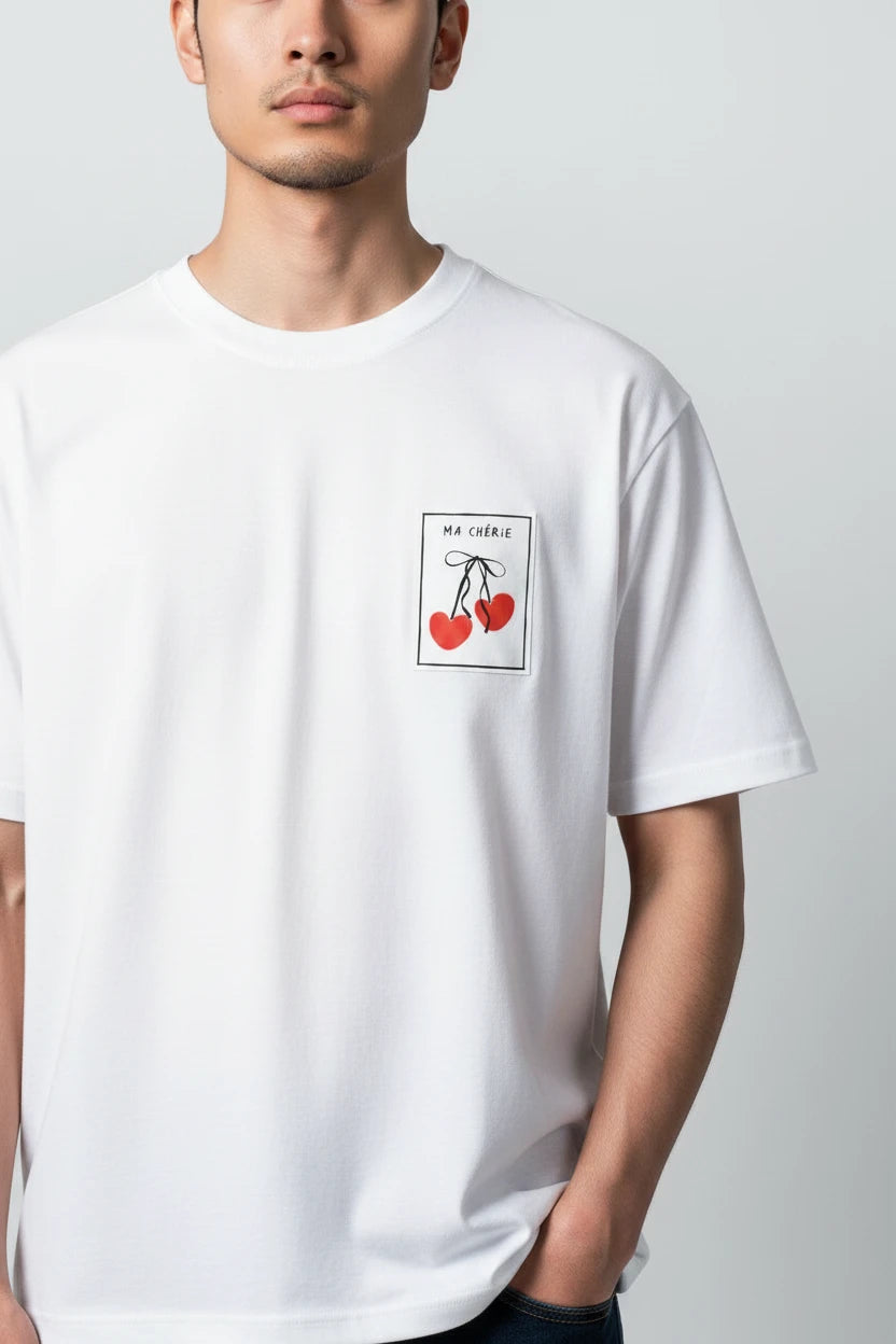 T-shirt homme Ma Chérie imprimé cerise cœur