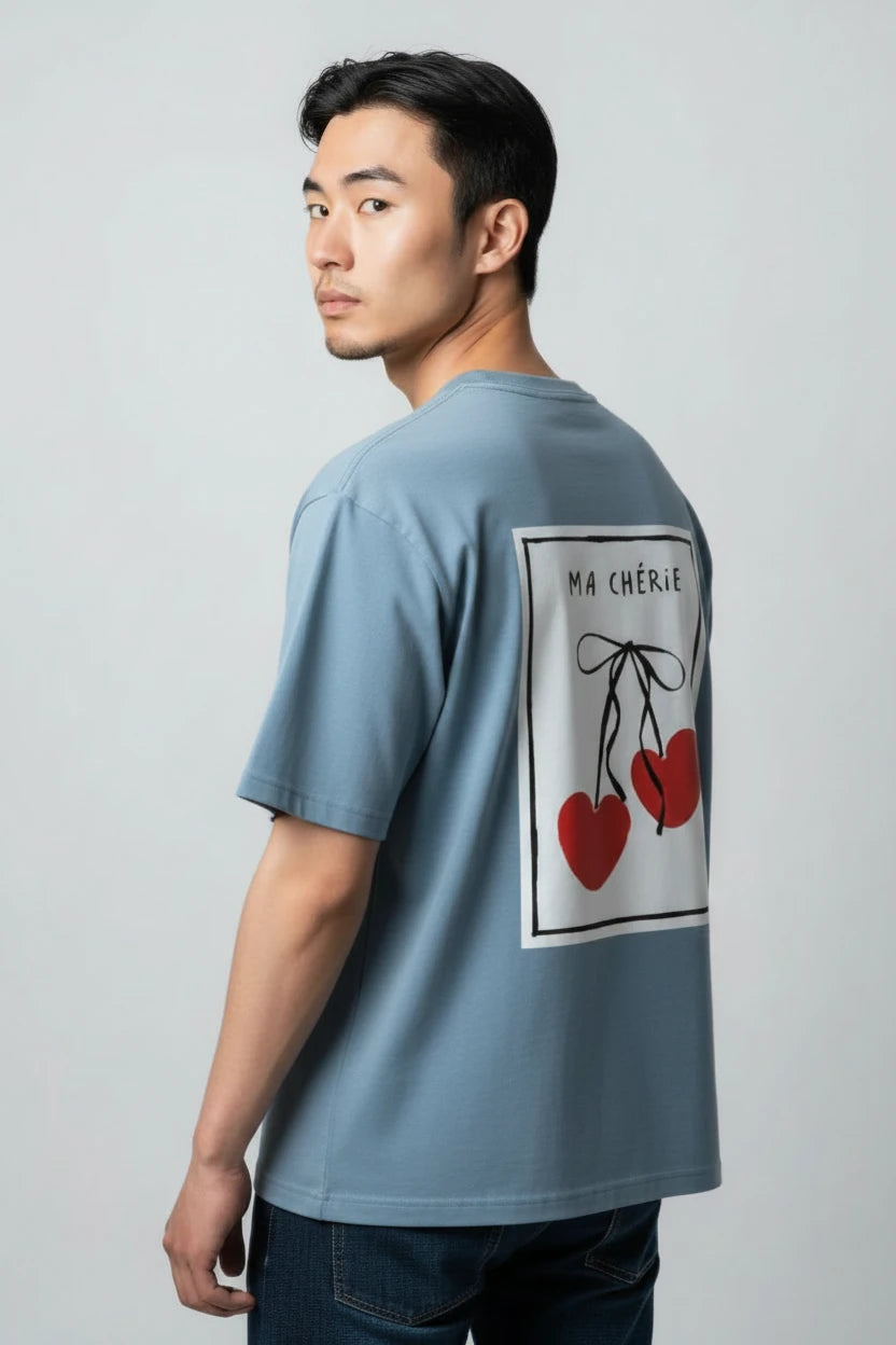 T-shirt homme Ma Chérie imprimé cerise cœur