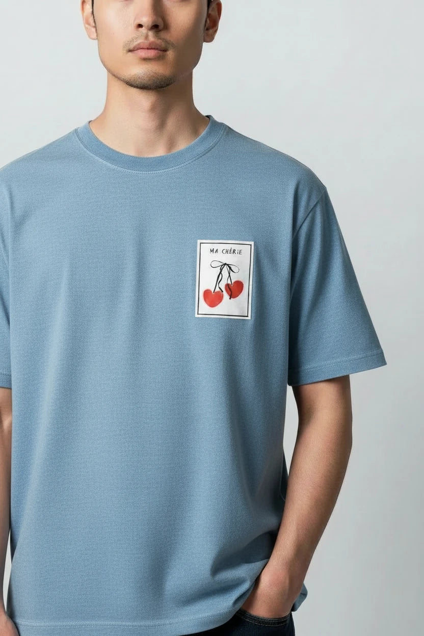 T-shirt homme Ma Chérie imprimé cerise cœur
