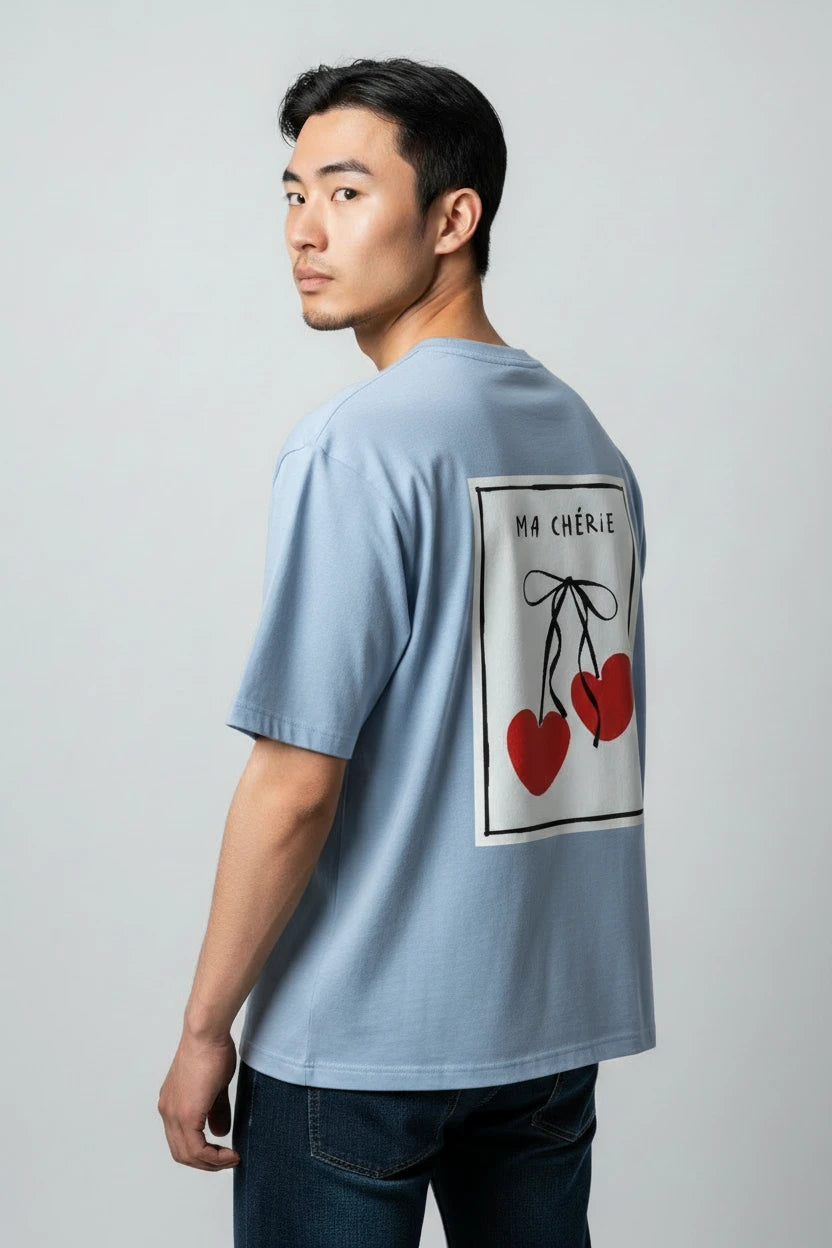 T-shirt homme Ma Chérie imprimé cerise cœur