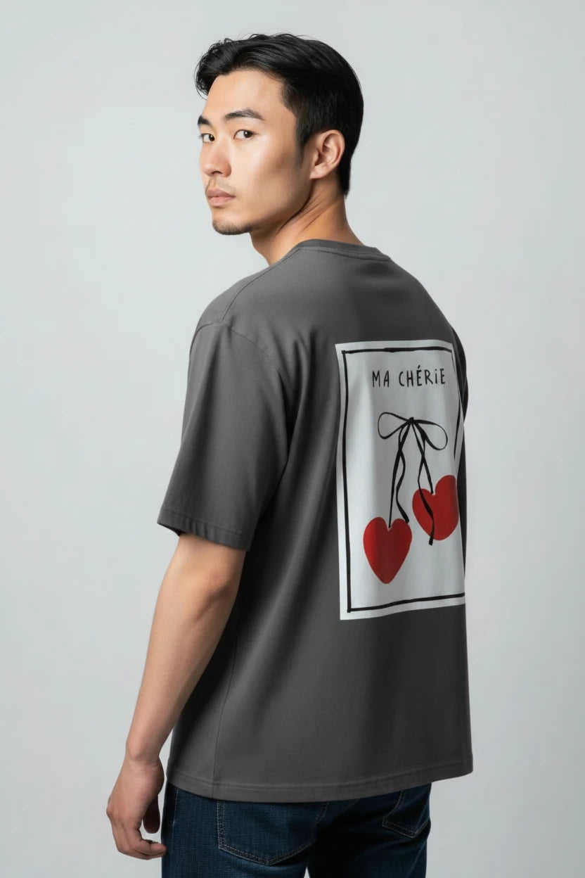 T-shirt homme Ma Chérie imprimé cerise cœur
