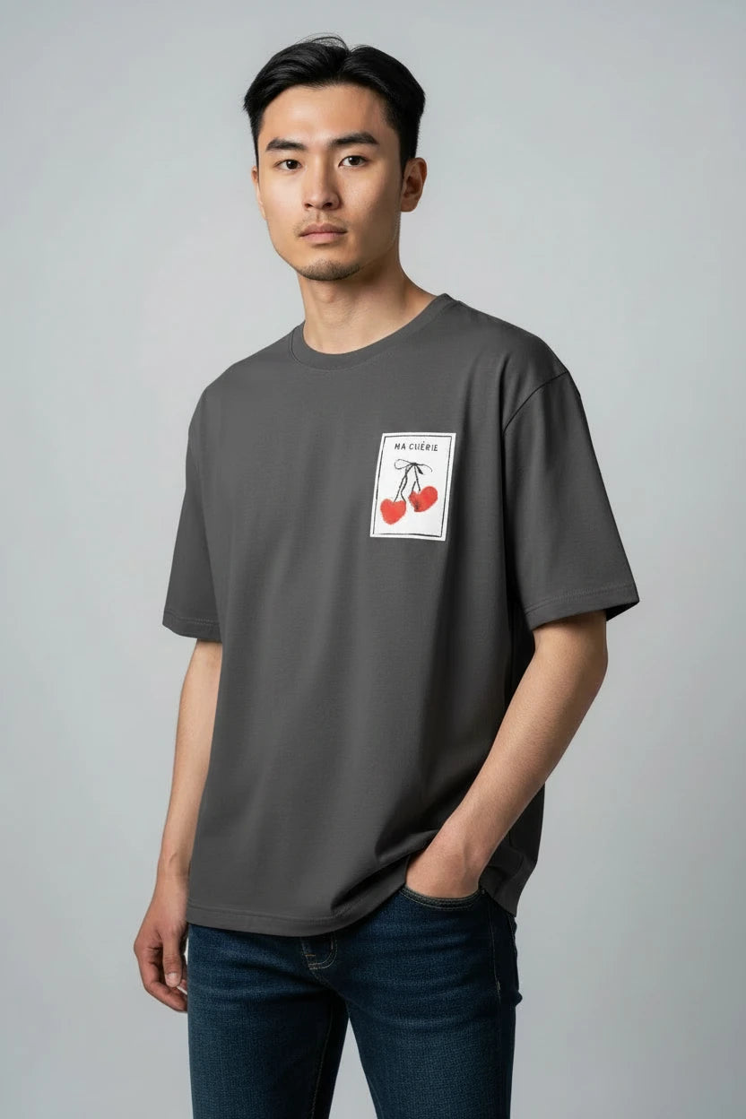 T-shirt homme Ma Chérie imprimé cerise cœur