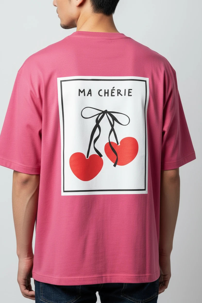 T-shirt homme Ma Chérie imprimé cerise cœur