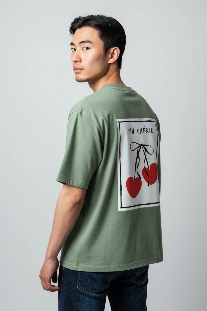 T-shirt homme Ma Chérie imprimé cerise cœur