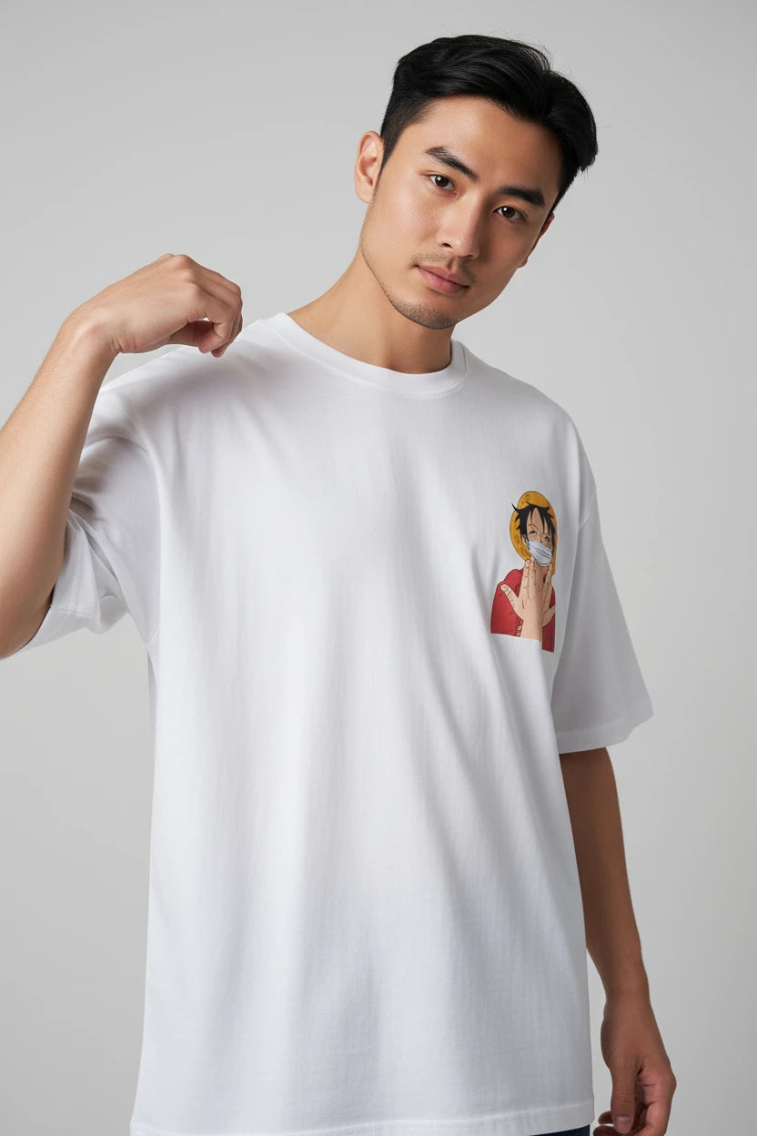 T-shirt One Piece blanc Luffy signe Jul
