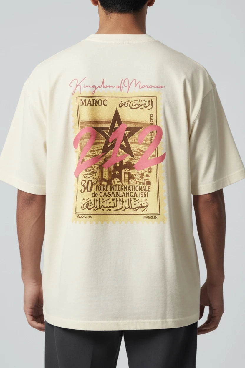 T-shirt homme Maroc 212 imprimé timbre vintage