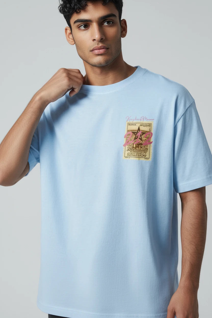 T-shirt homme Maroc 212 imprimé timbre vintage