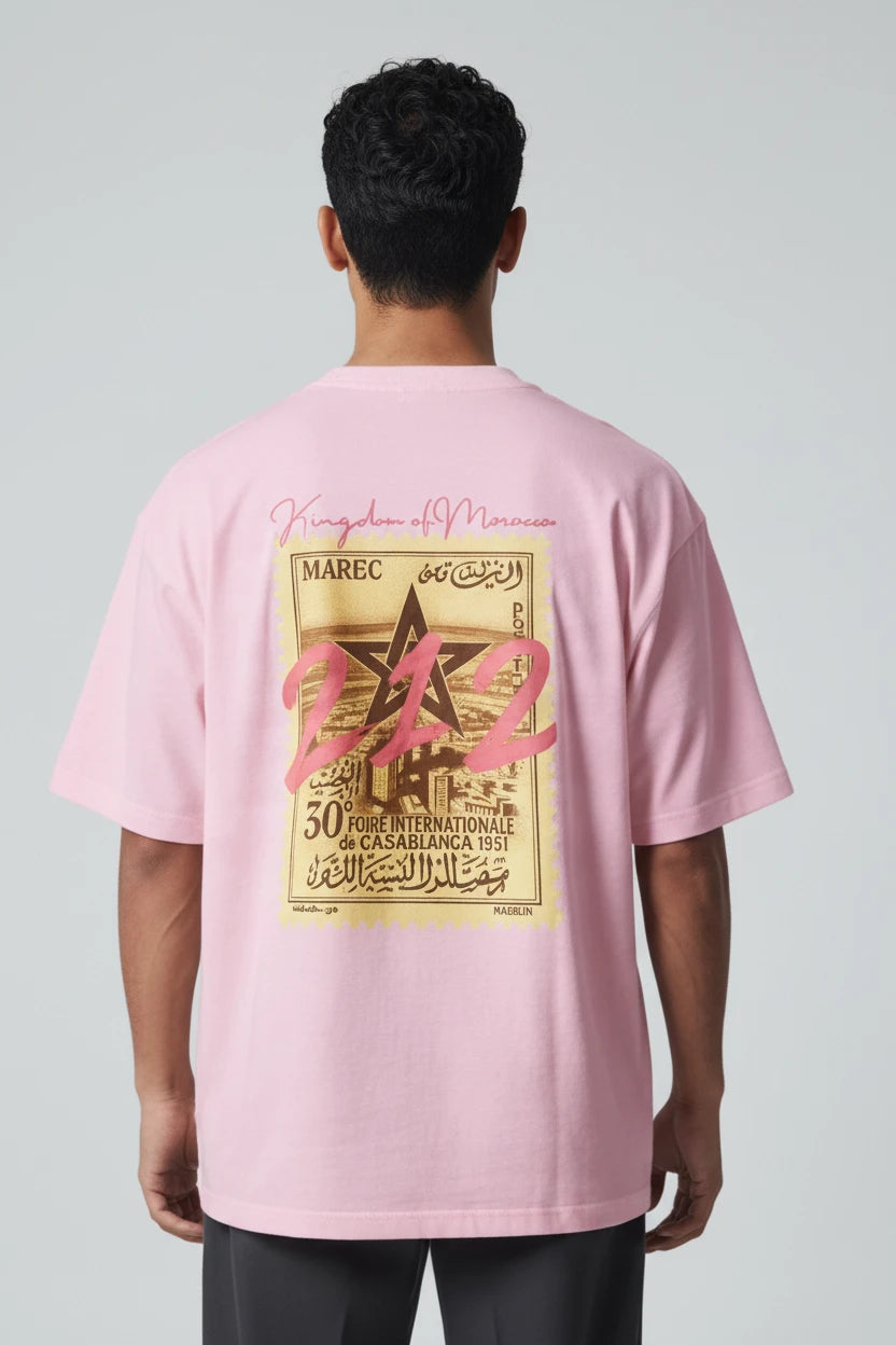 T-shirt homme Maroc 212 imprimé timbre vintage