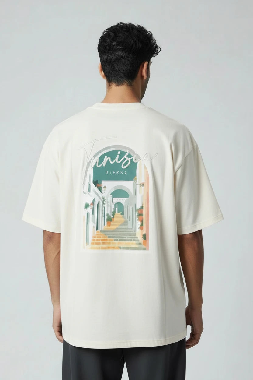 T-shirt homme Tunisie Djerba imprimé médina