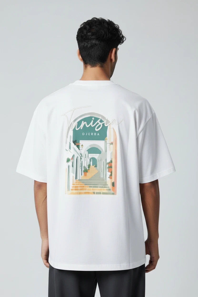T-shirt homme Tunisie Djerba imprimé médina