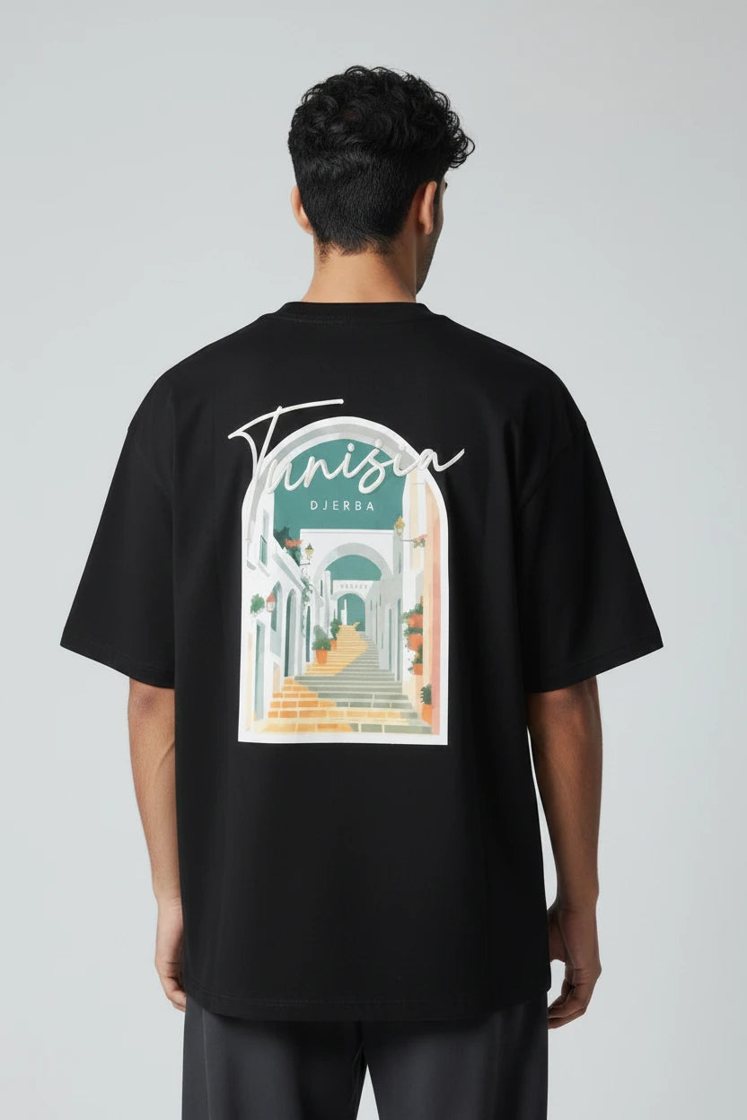 T-shirt homme Tunisie Djerba imprimé médina