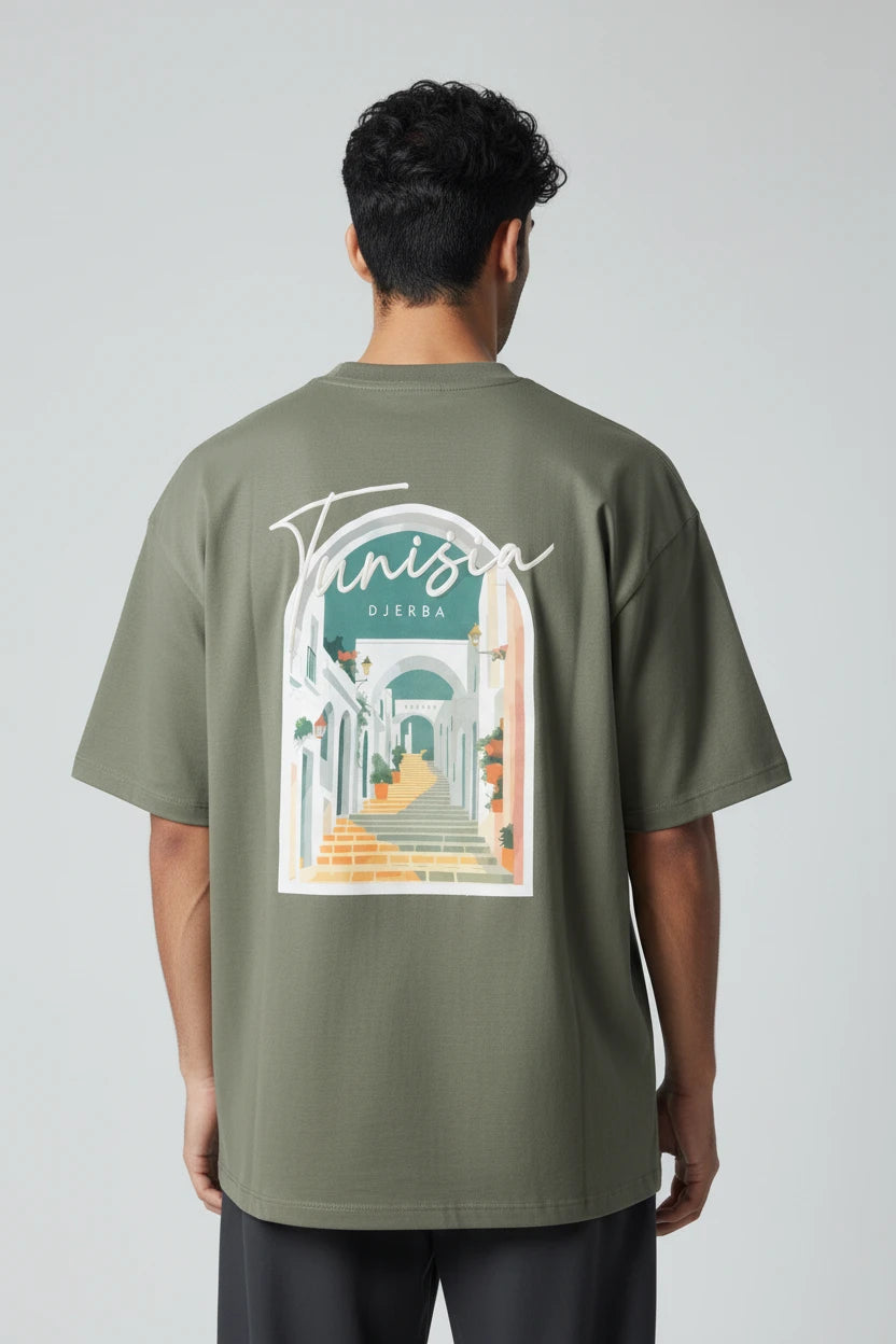 T-shirt homme Tunisie Djerba imprimé médina