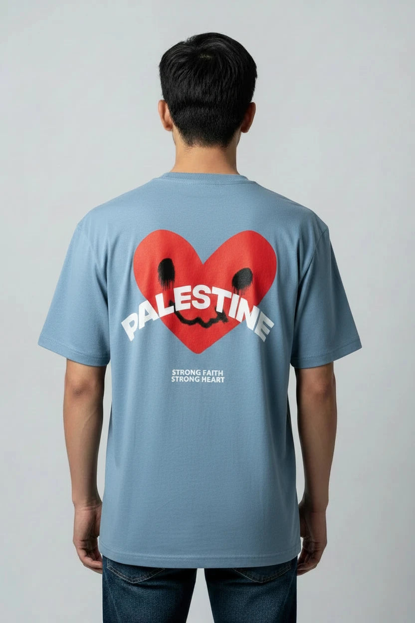 T-shirt Palestine homme imprimé cœur rouge