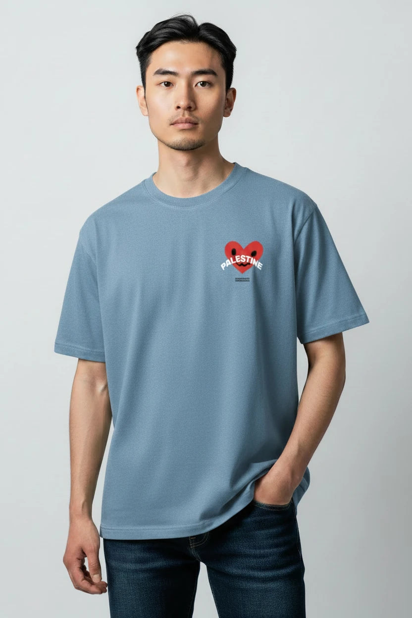 T-shirt Palestine homme imprimé cœur rouge