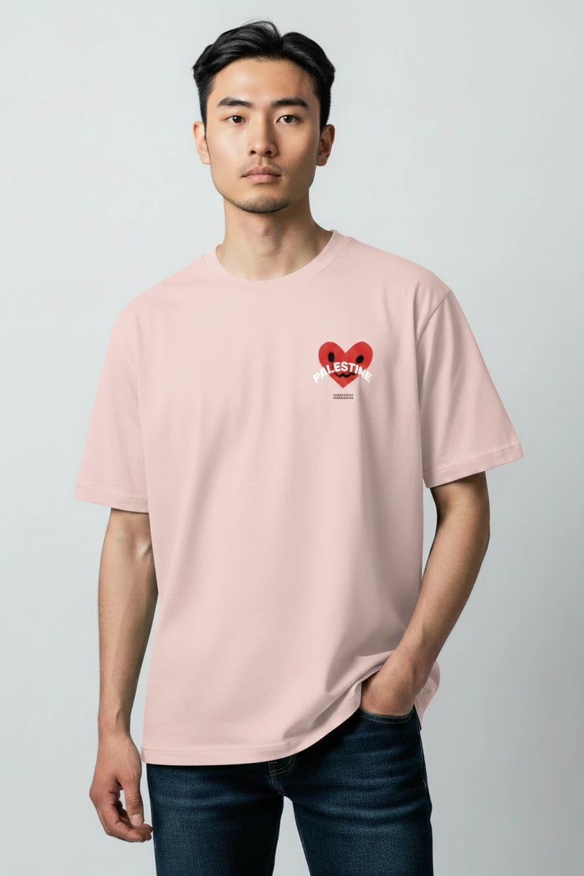 T-shirt Palestine homme imprimé cœur rouge