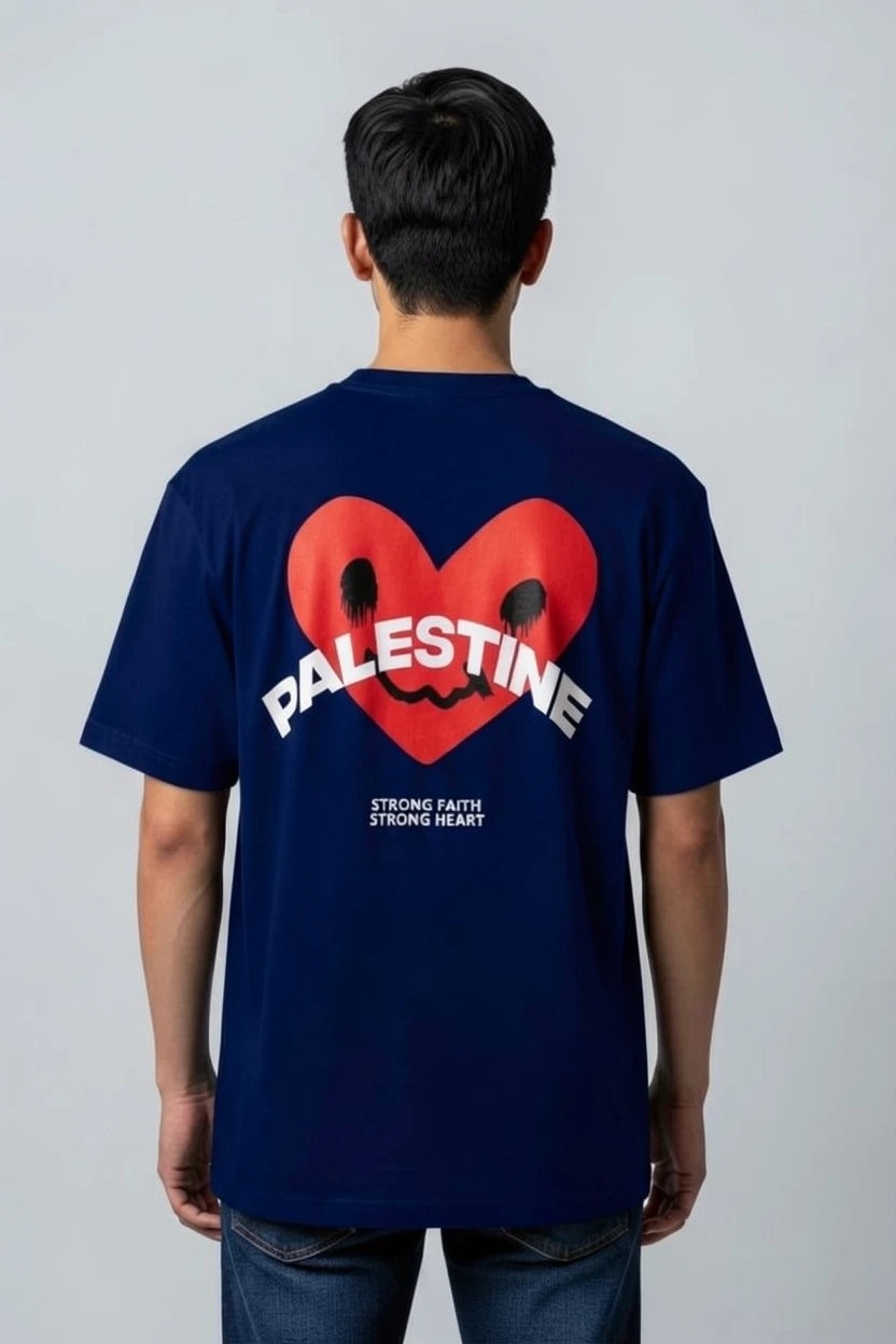T-shirt Palestine homme imprimé cœur rouge