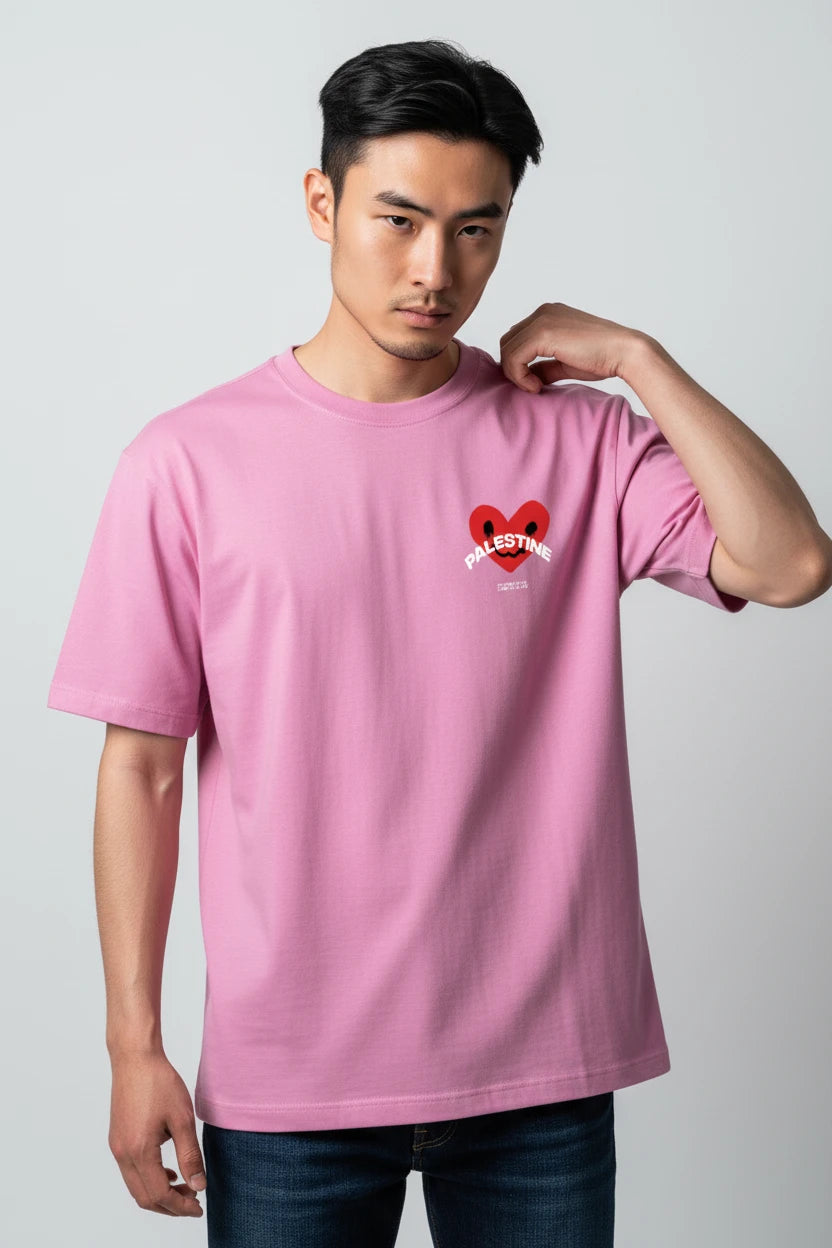 T-shirt Palestine homme imprimé cœur rouge