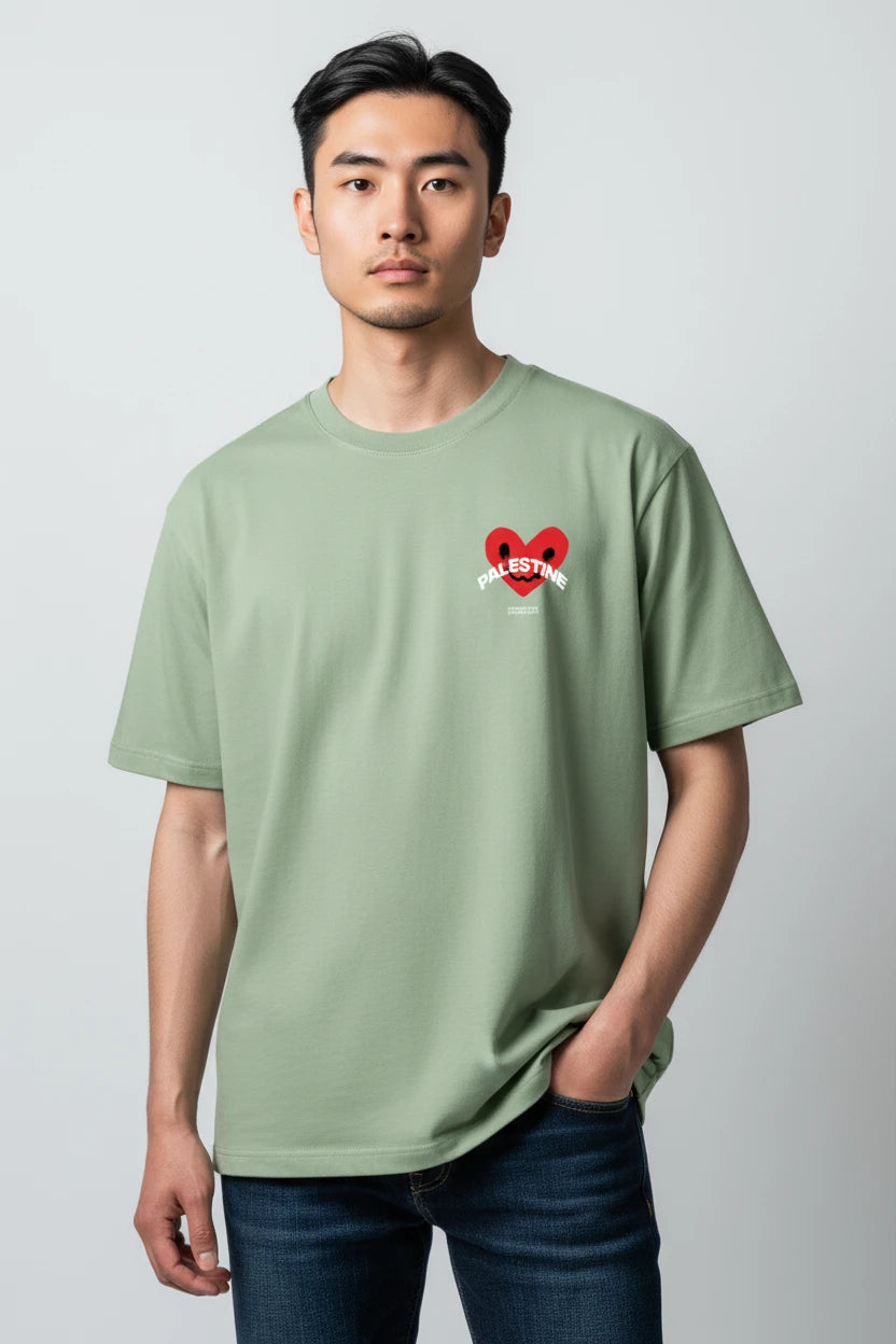 T-shirt Palestine homme imprimé cœur rouge
