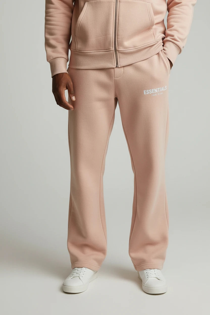 Ensemble Hoodie Zippé & Jogging "Essentials" – Rose Poudré