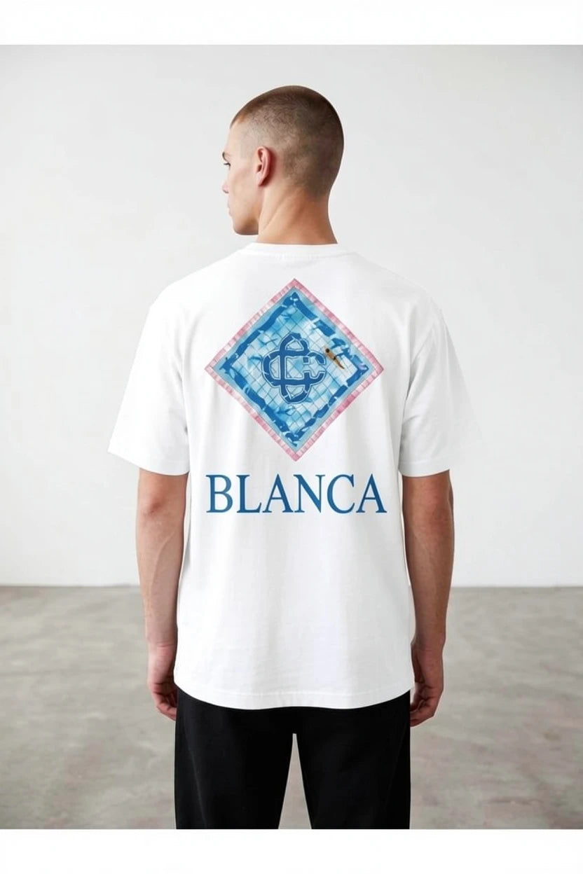 T-shirt Coupe semi Oversize - blanca