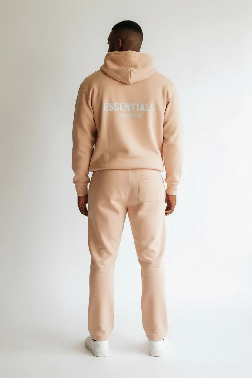 Ensemble Hoodie Zippé & Jogging "Essentials" – Rose Poudré