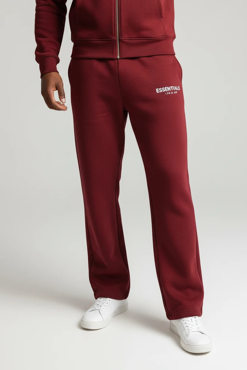 Ensemble Hoodie Zippé & Jogging "Essentials" – Bordeaux Profond