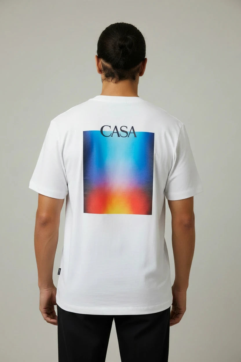 T-Shirt Graphique CASA – Édition Carré Dégradé Flamme