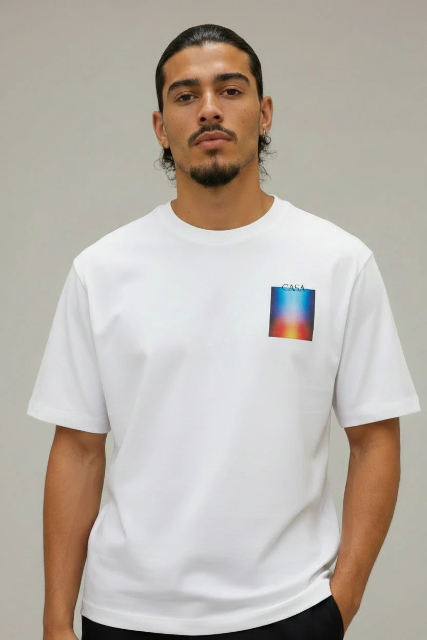 T-Shirt Graphique CASA – Édition Carré Dégradé Flamme