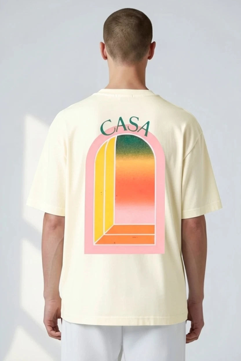 T-shirt homme Casa – Graphique "Sunset Arch" écriture verte